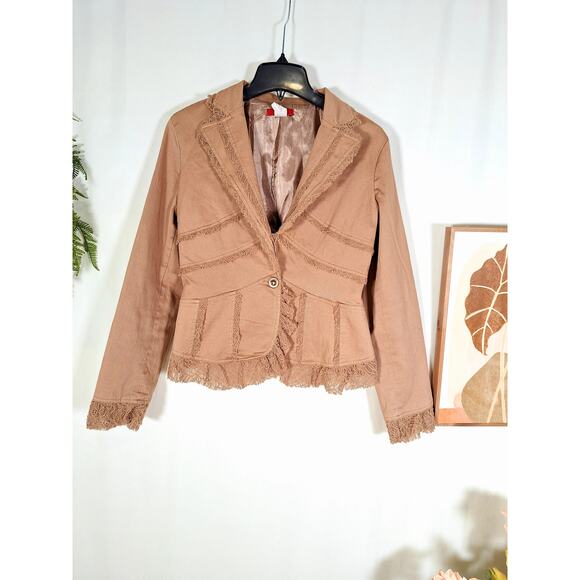 Vintage Ceres Women's Brown Embroidered Jacket Size Medium - Picture 7 of 8